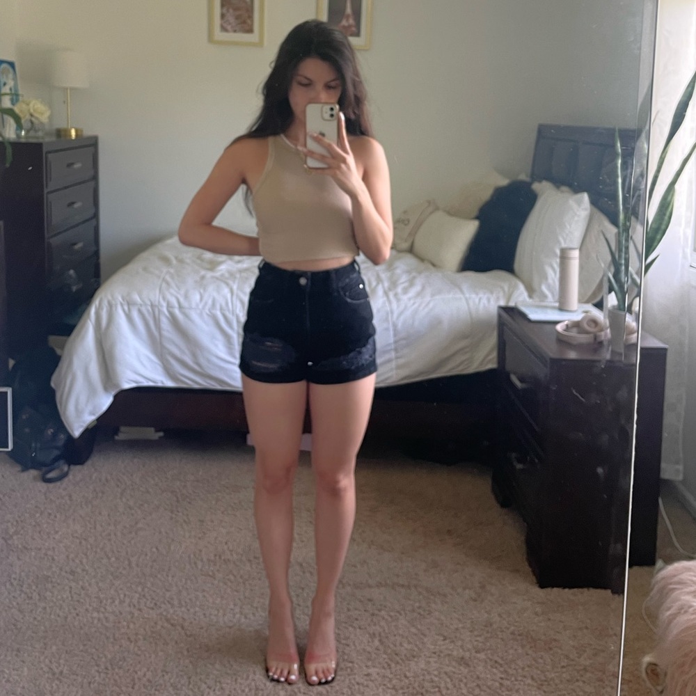 Guess high waisted black shorts